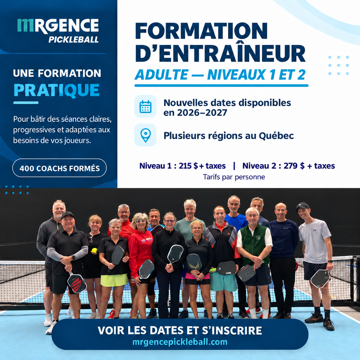INSCRIPTION – FORMATION D'ENTRAÎNEUR - NIVEAU 1 ET NIVEAU 2
