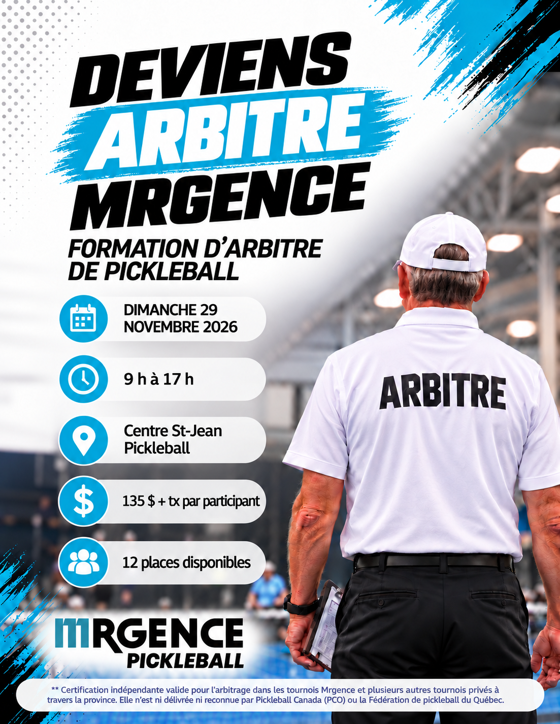 Formation d’arbitres de pickleball — 29 novembre 2026