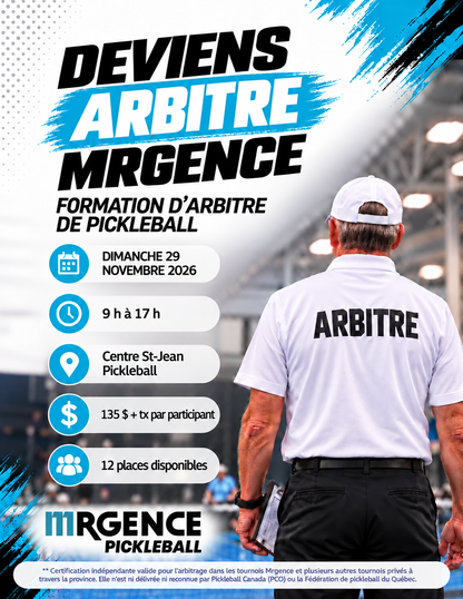 Formation d’arbitres de pickleball — 29 novembre 2026